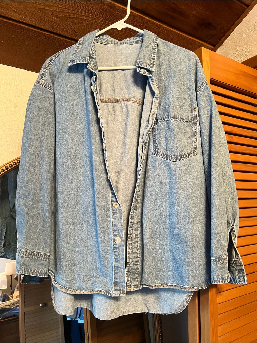 Light Wash Denim Button-Up Shirt
